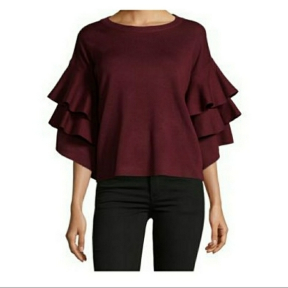 Design Lab Lord & Taylor Sweaters - Design Lab Ruffle Sleeve Sweater